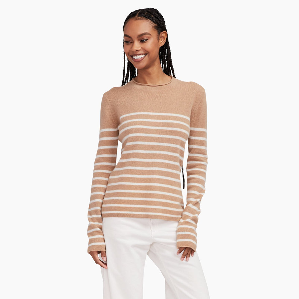 Cashmere Striped Crewneck