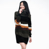 Wool Cashmere Color Block Turtleneck Sweater Dress