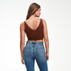 Cashmere Cropped Tank Top Walnut Brown