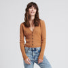 Cashmere Ribbed Cropped Cardigan Dark Ginger