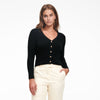 Cashmere Ribbed Cropped Cardigan Black