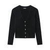 Cashmere Ribbed Cropped Cardigan Black