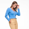 Cashmere Ribbed Cropped Cardigan Cornflower Blue