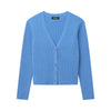 Cashmere Ribbed Cropped Cardigan Cornflower Blue